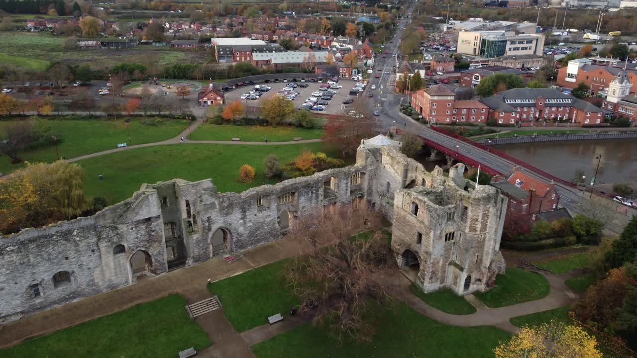 Aerial View of Newark Castle Ruins