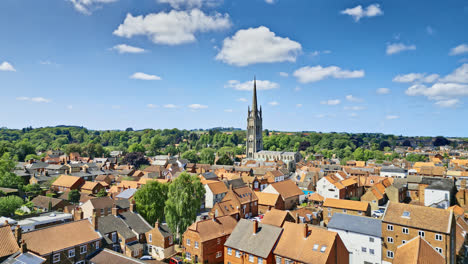 Aerial-view-showcases-Louth,-a-medieval-town-in-Lincolnshire