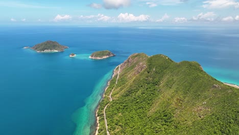 aerial view of tropical island coastline