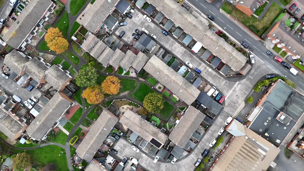 Aerial drone birds eye view sunderland north east england houses streets british english city town