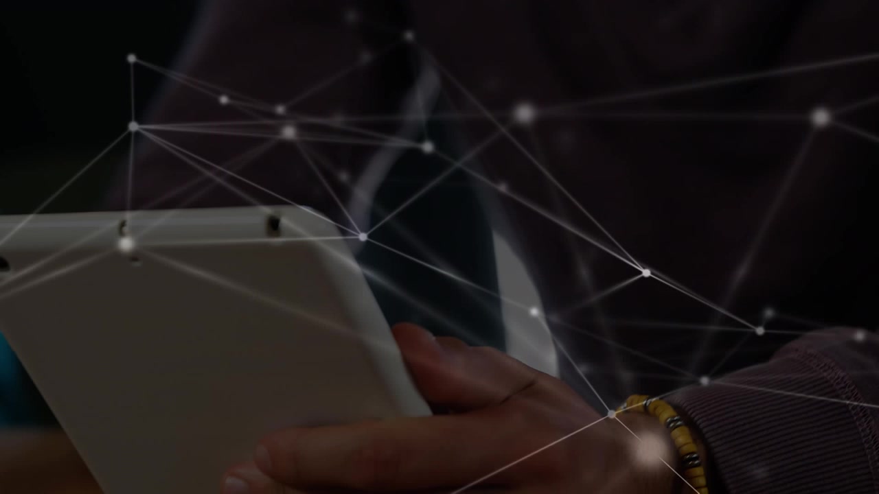 Animation of network of connections over caucasian network of connections