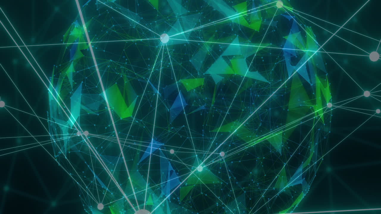 animación de la red de conexiones sobre el globo de formas