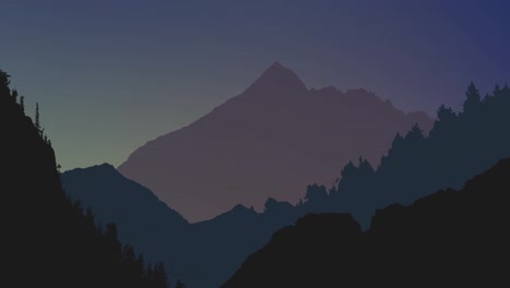 animation of mountains and tress at night