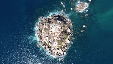 aerial cenital drone shot of acapulco rock