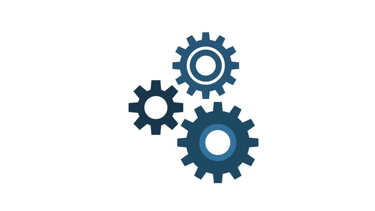 Cogwheel gear icons teamwork business concept modern 2d flat design seamless loop blue