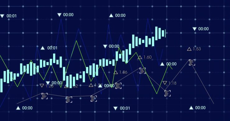 Animation of data processing on black background