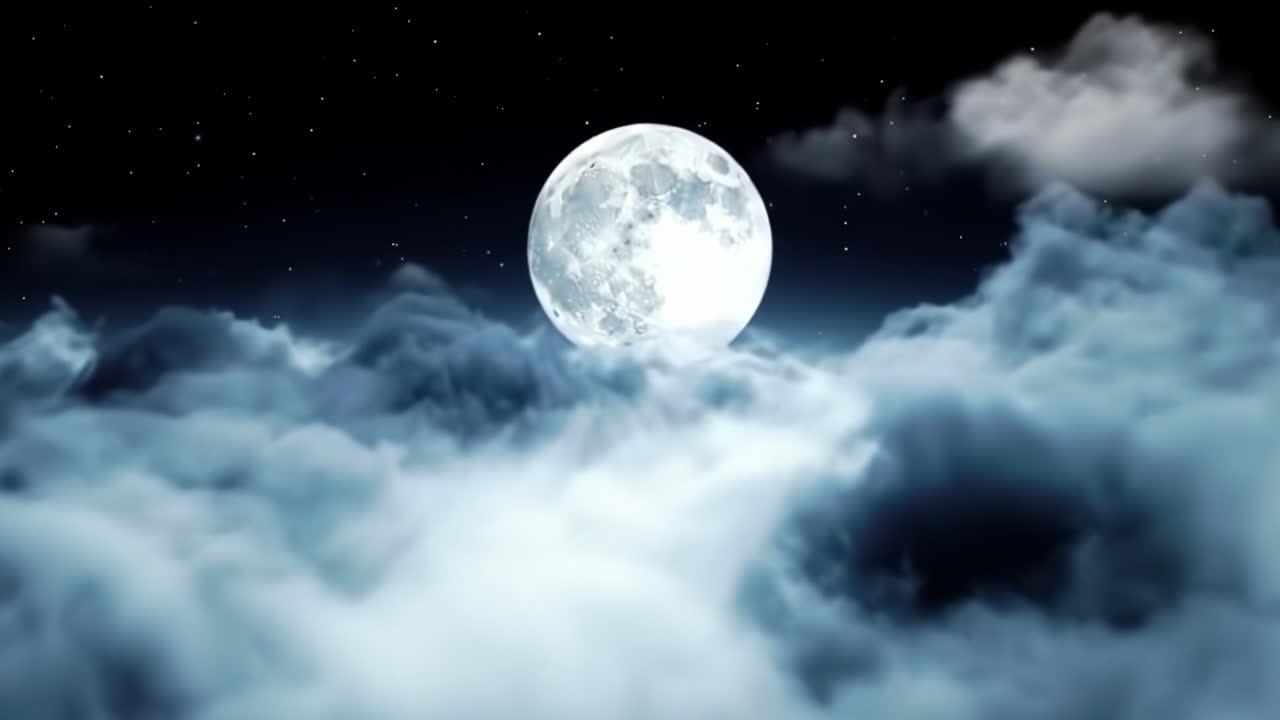 Lua Cheia Sobre Nuvens à Noite