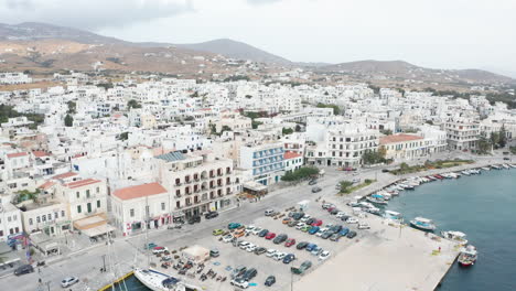 aerial view of the port of tinos island, greece