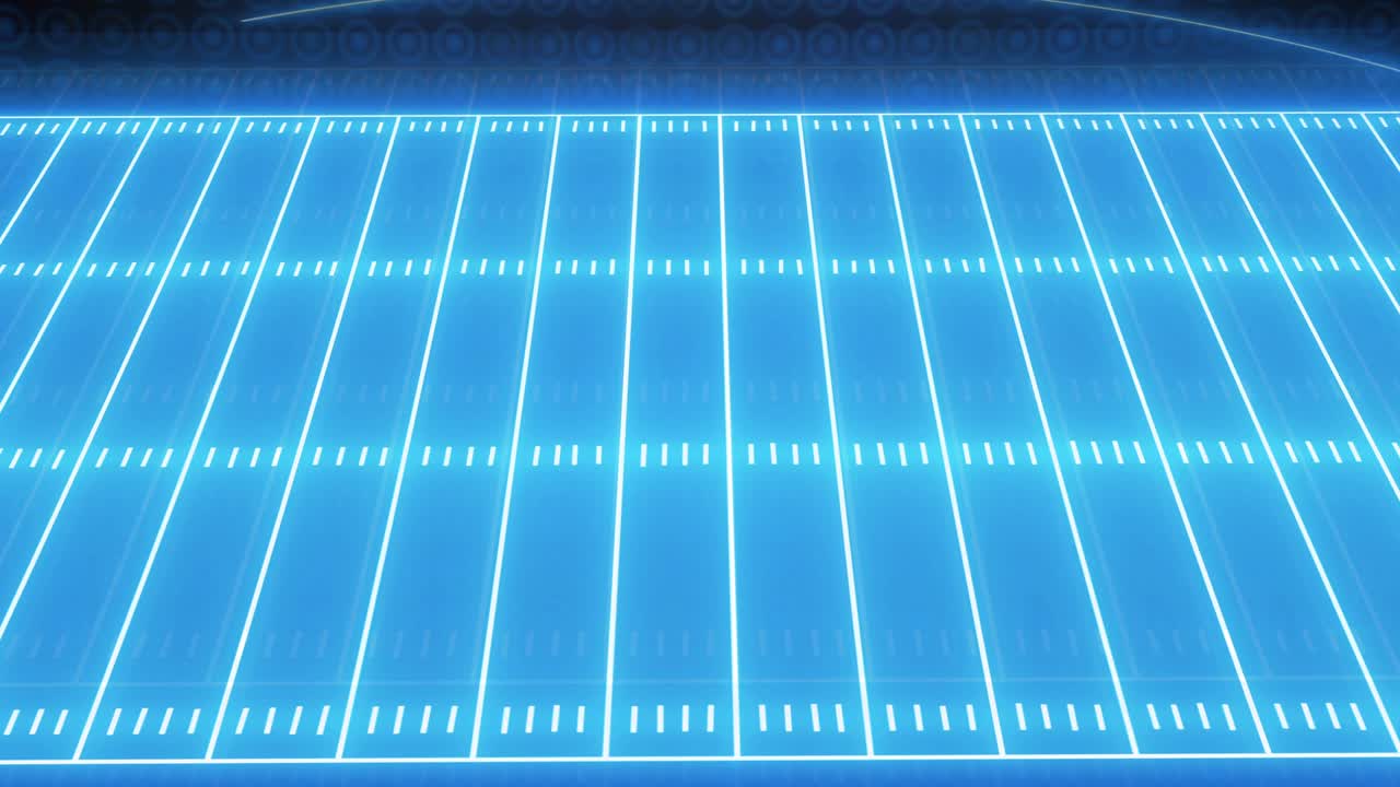 블루 네온 스포츠 스타디움 의 애니메이션 이 검은색 배경 에 있는 순차적 인 원 위 에 있다