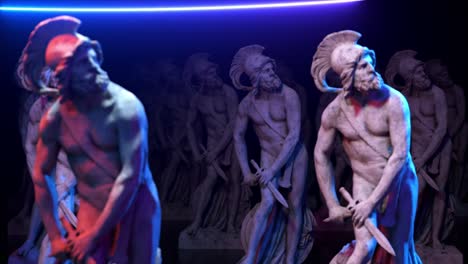 ancient greek warriors in neon light