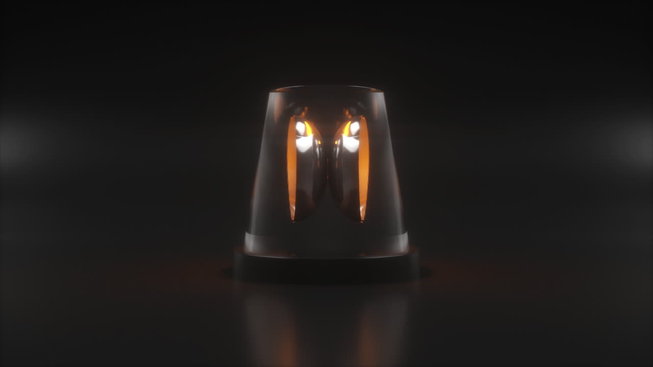 작업 기계의 사이렌. 노란색 빛은 건설 지역에서 위험에 대한 경고를 돌고 있습니다.