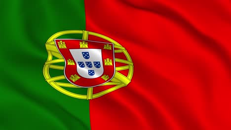 portuguese flag seamless smooth waving animation. wonderful flag of portugal with folds. symbol of the portuguese republic