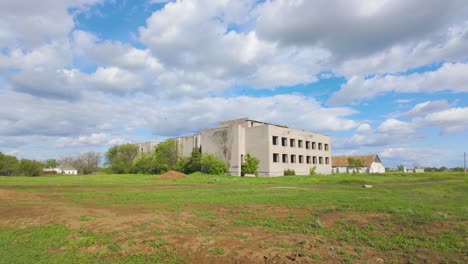 abandoned building in a field