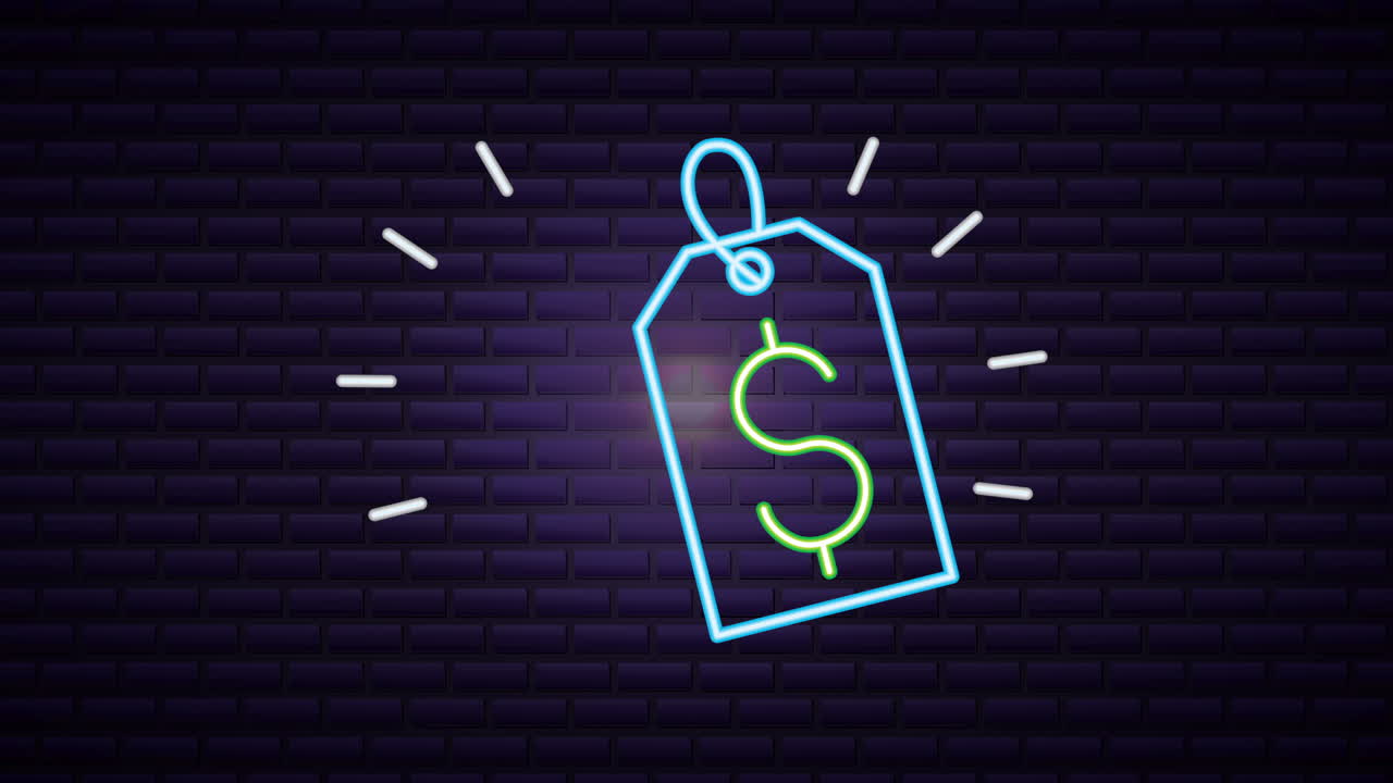 etiqueta de luz de neón comercial con etiqueta