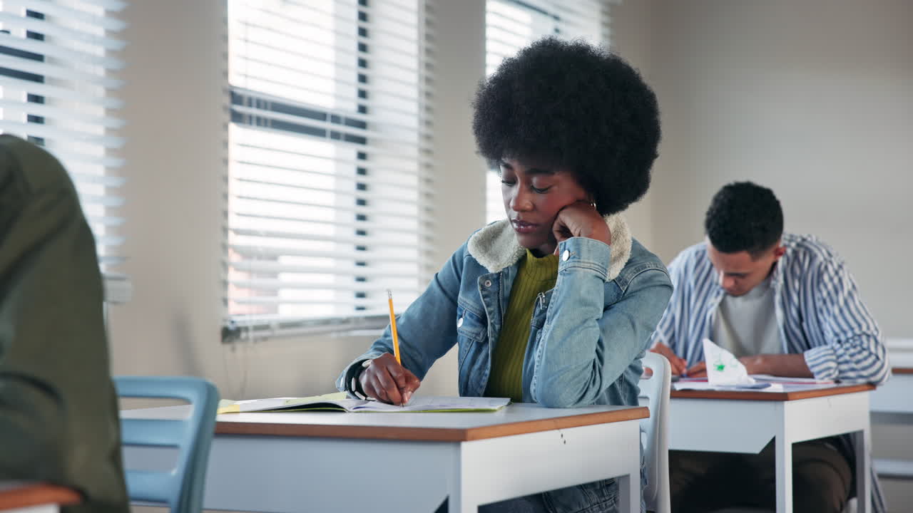Classroom scene with teacher assisting students