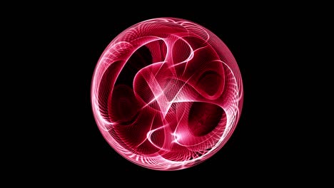 abstract sci-fi red fantasy futuristic energy wire mesh ball seamless loop isolated on black background with alpha channel. 4k 3d rendering effect element for abstract science or technology.