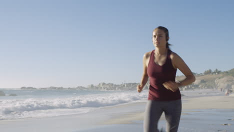 Beach,-running-and-woman-with--lose-weight