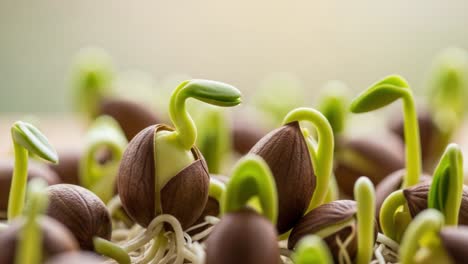 close-up of fresh plant sprouts germinating