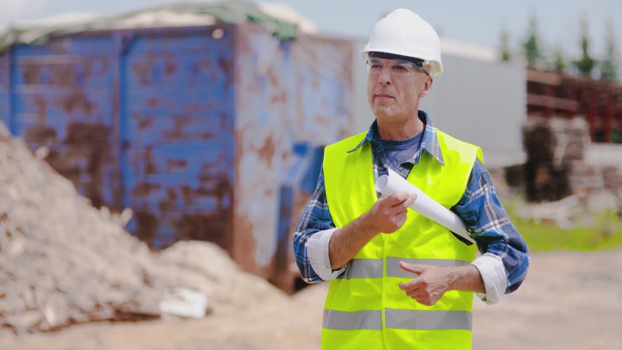 ingeniero masculino maduro confiado analizando blueprint 6