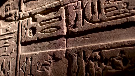 close details of hieroglyphs on the walls inside the temple of philae, aswan, egypt