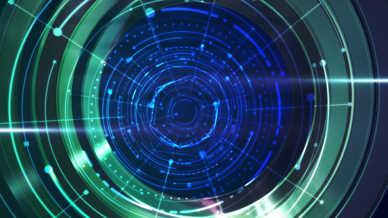 futuristici elementi hud blu e verdi nello spazio