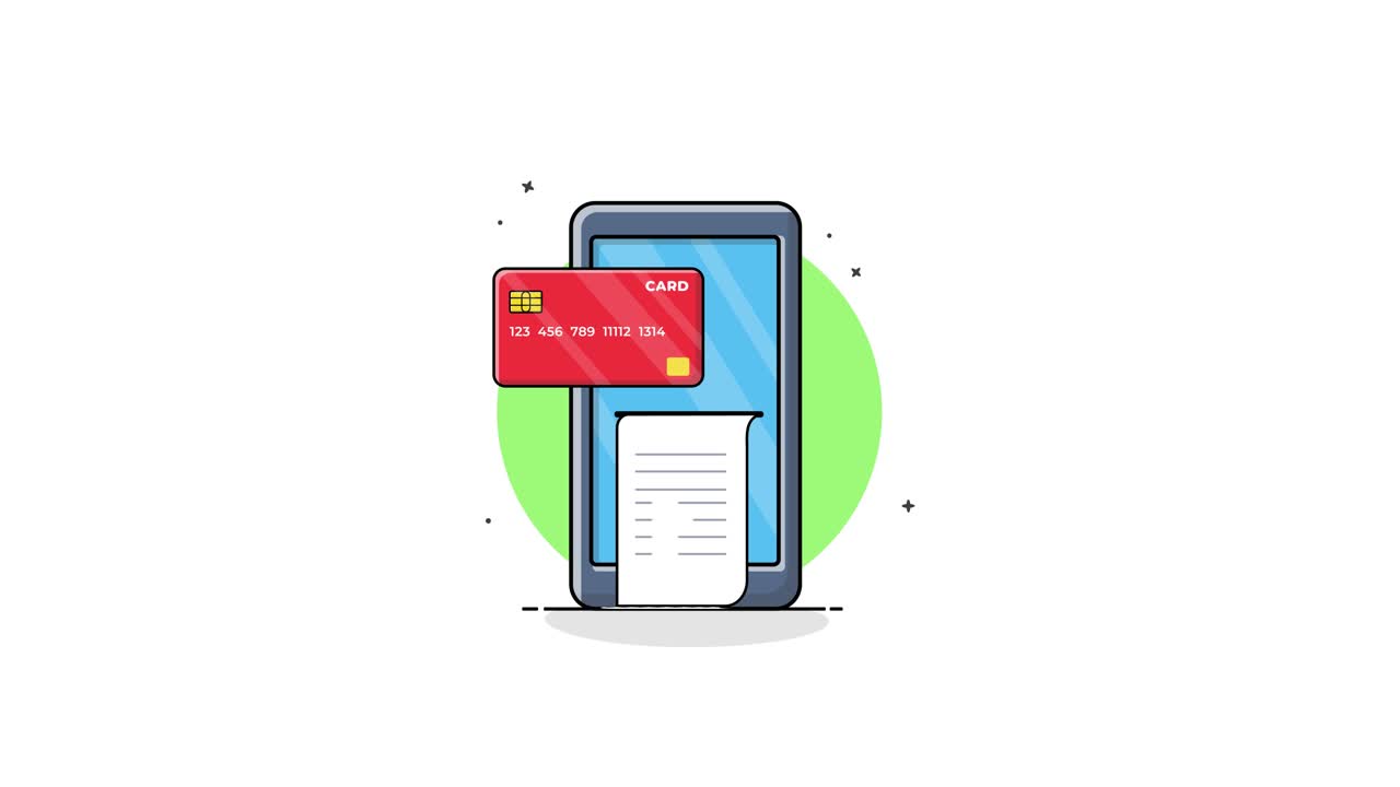 Digital Payment Transaction with Smartphone, Credit Card, and Receipt
