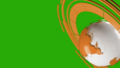 rotating earth globe on green screen background