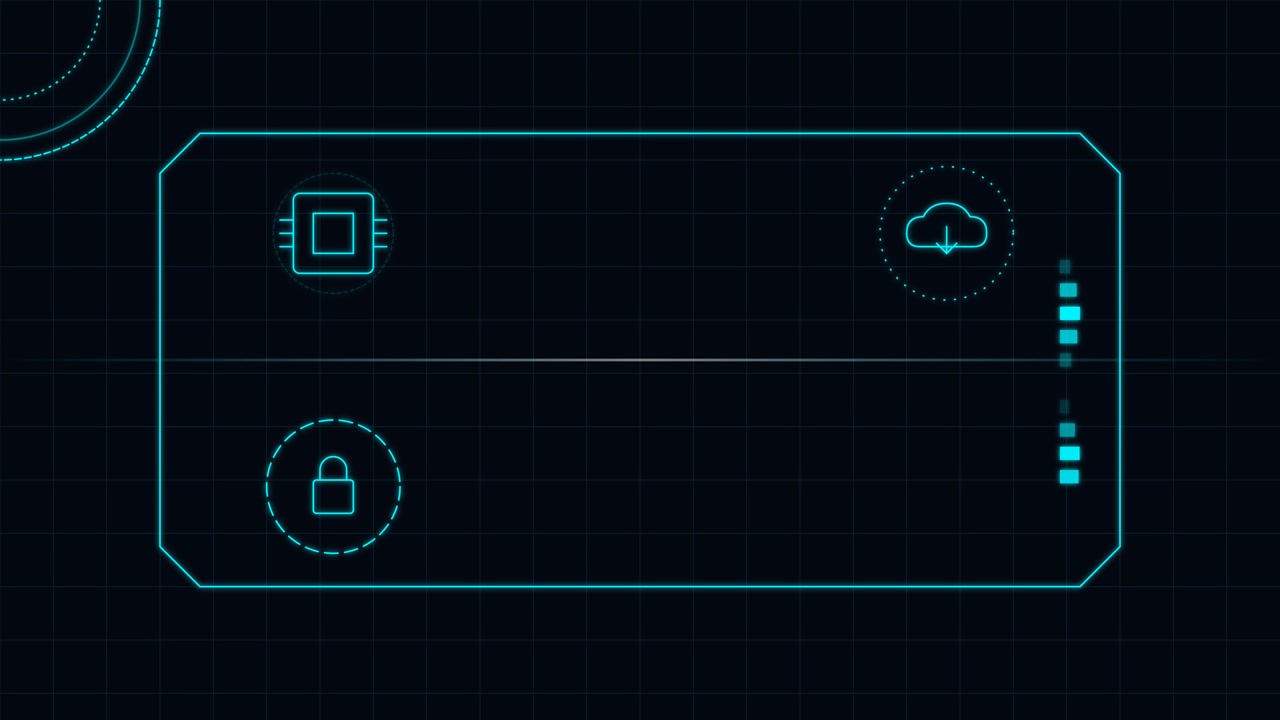 Digital Interface Displaying Cybersecurity and Cloud Computing Icons