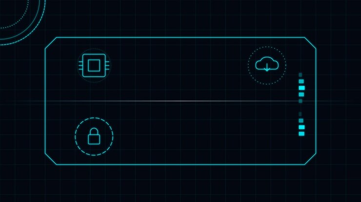 Digital Interface Displaying Cybersecurity and Cloud Computing Icons