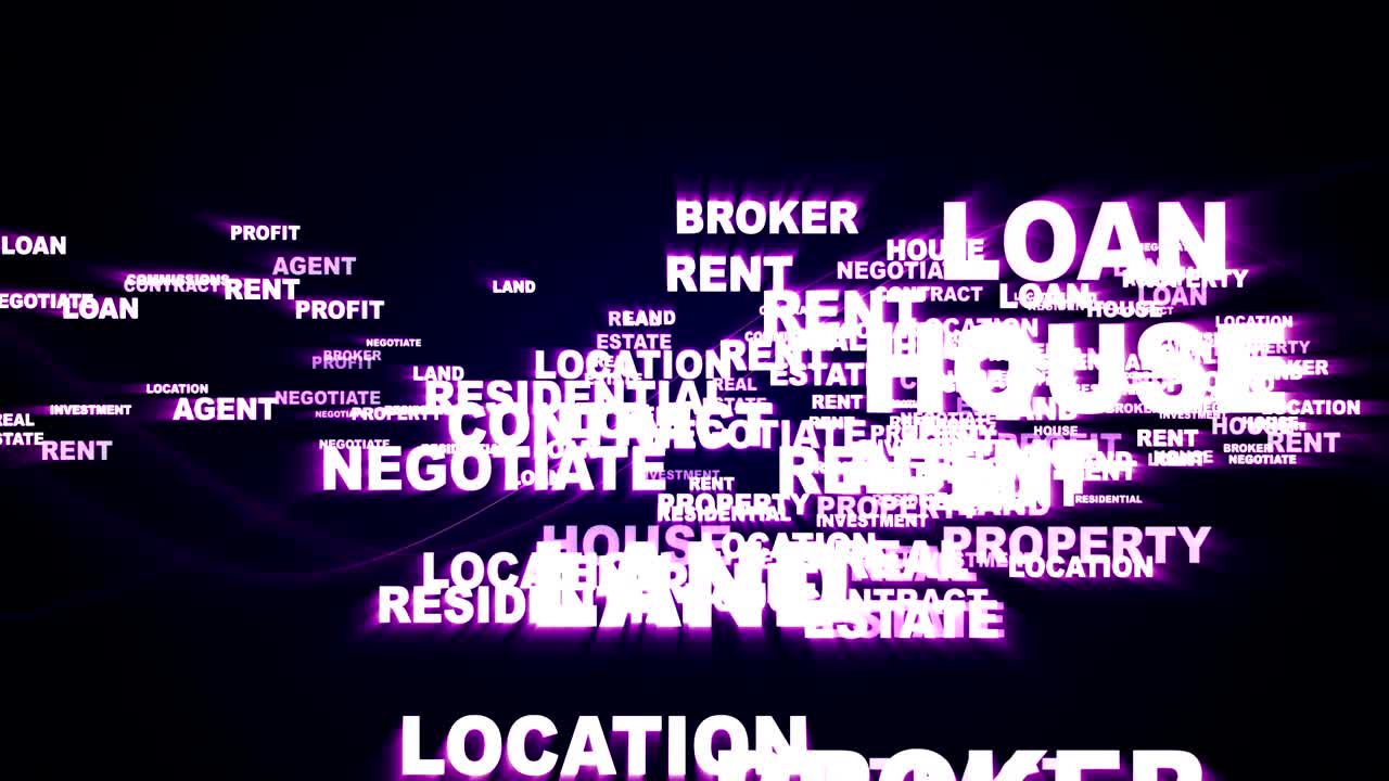 부동산 키워드, 렌더링, 애니메이션 배경, 루프