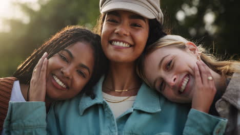 three young women friends