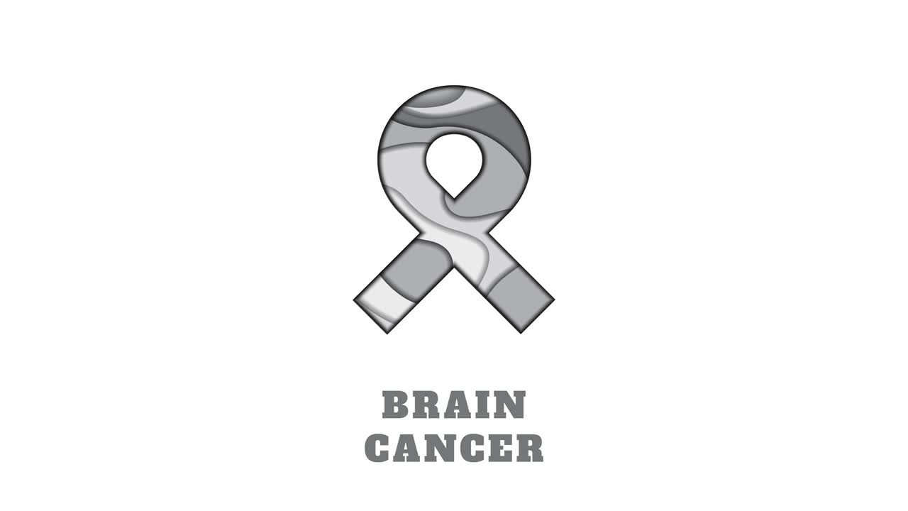 Brain cancer awareness papercut ribbon animation