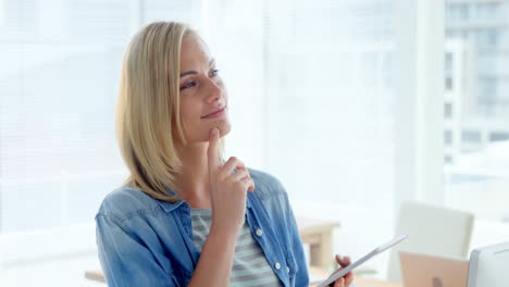 businesswoman using digital tablet