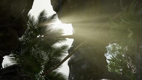 sun light inside mysterious cave