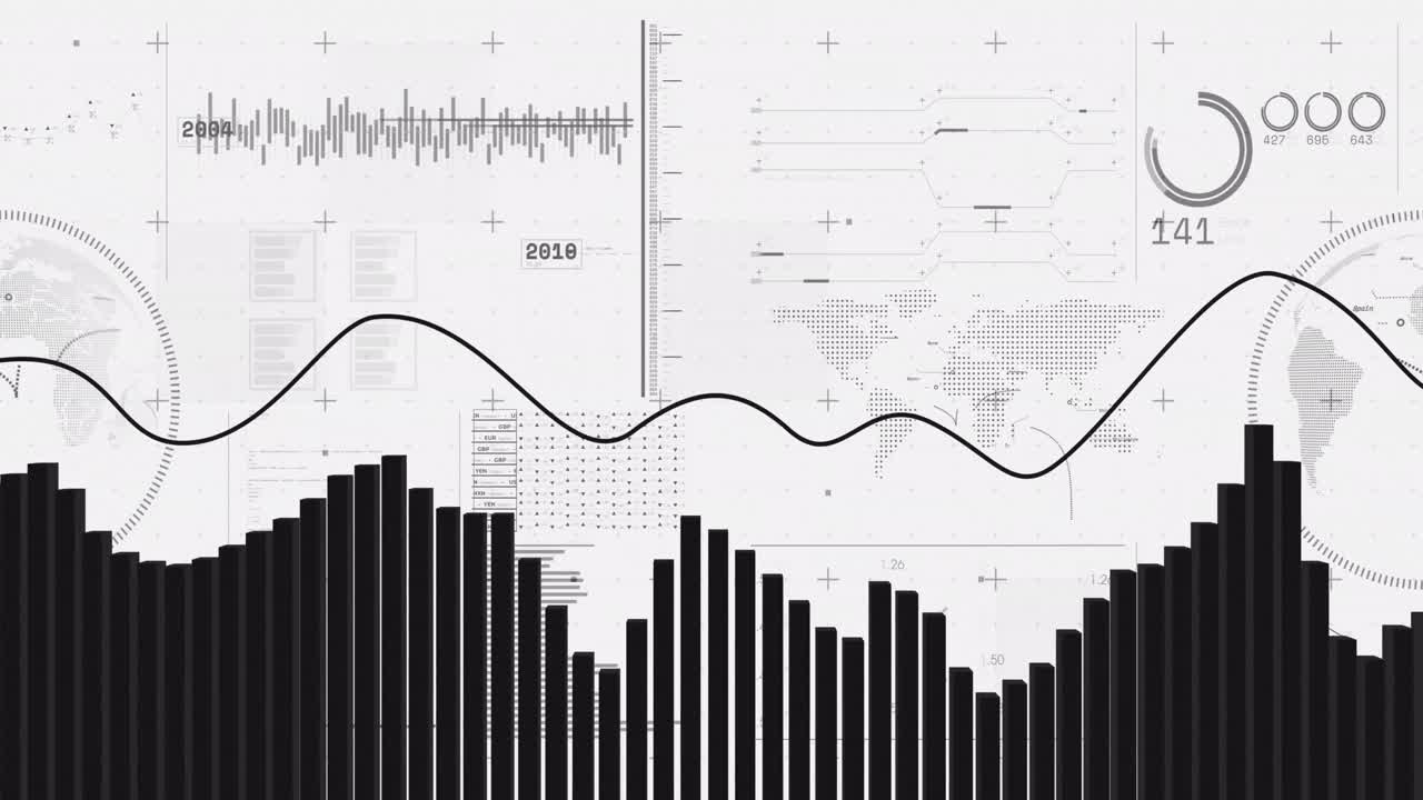 animación del procesamiento de datos financieros sobre un fondo blanco