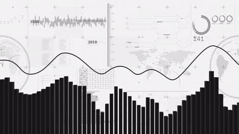 Animation-of-financial-data-processing-over-white-background