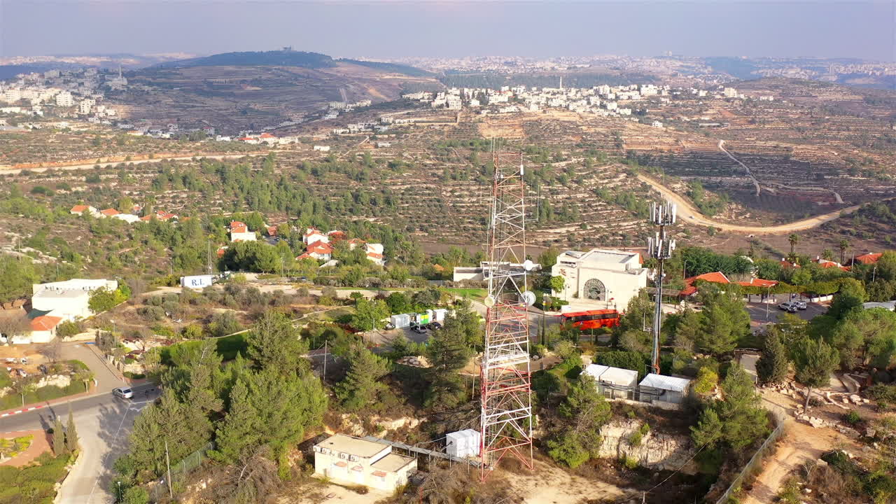 Aerial footage Close to Radio and cellular Antenna