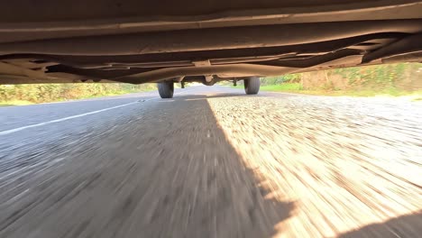 view underneath of a van on narrow roads in ireland