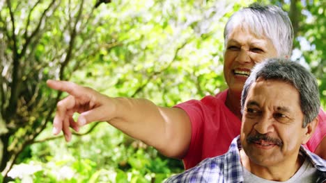 Senior-man-giving-piggyback-to-woman-in-the-park