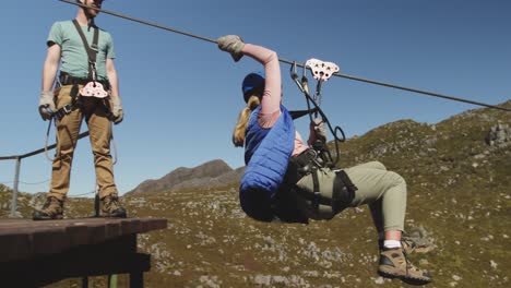 Young-Caucasian-woman-zip-lining