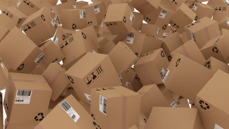 animación de una pila de cajas de cartón en movimiento