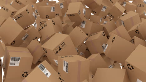 animation of pile of moving multiple cardboard boxes