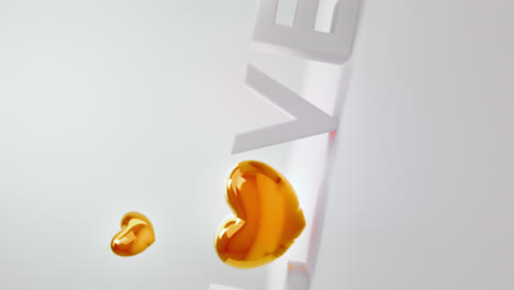 white love letters sign with the orange heart instead of "o" letter