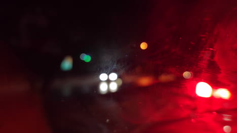 POV-From-Car-Window-Stucked-In-Traffic-At-Night