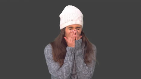 Cold-casual-young-woman-sneezing