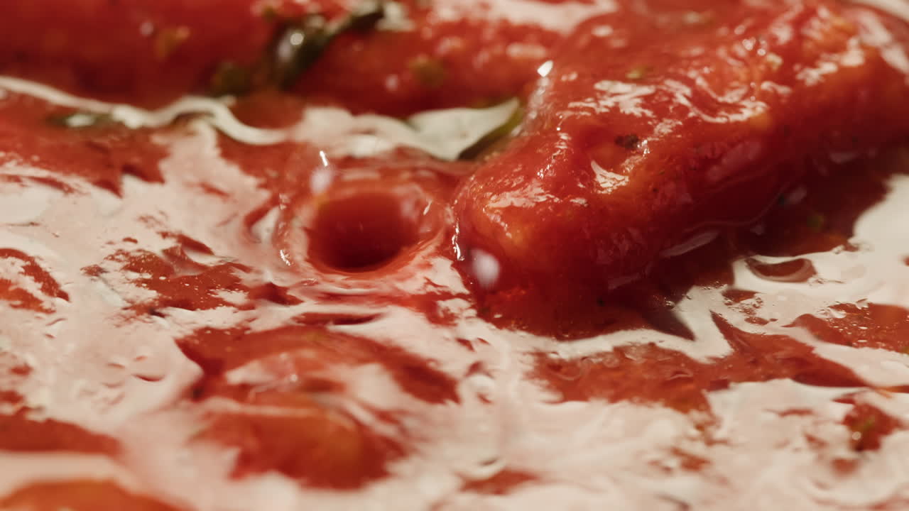 토마토 소스의 클로즈업