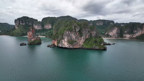 ascending drone shot of tonsai beach in ao nang thailand