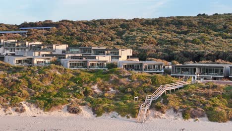 Beach-side-resort-in-Margaret-River,-Western-Australia-at-sunset