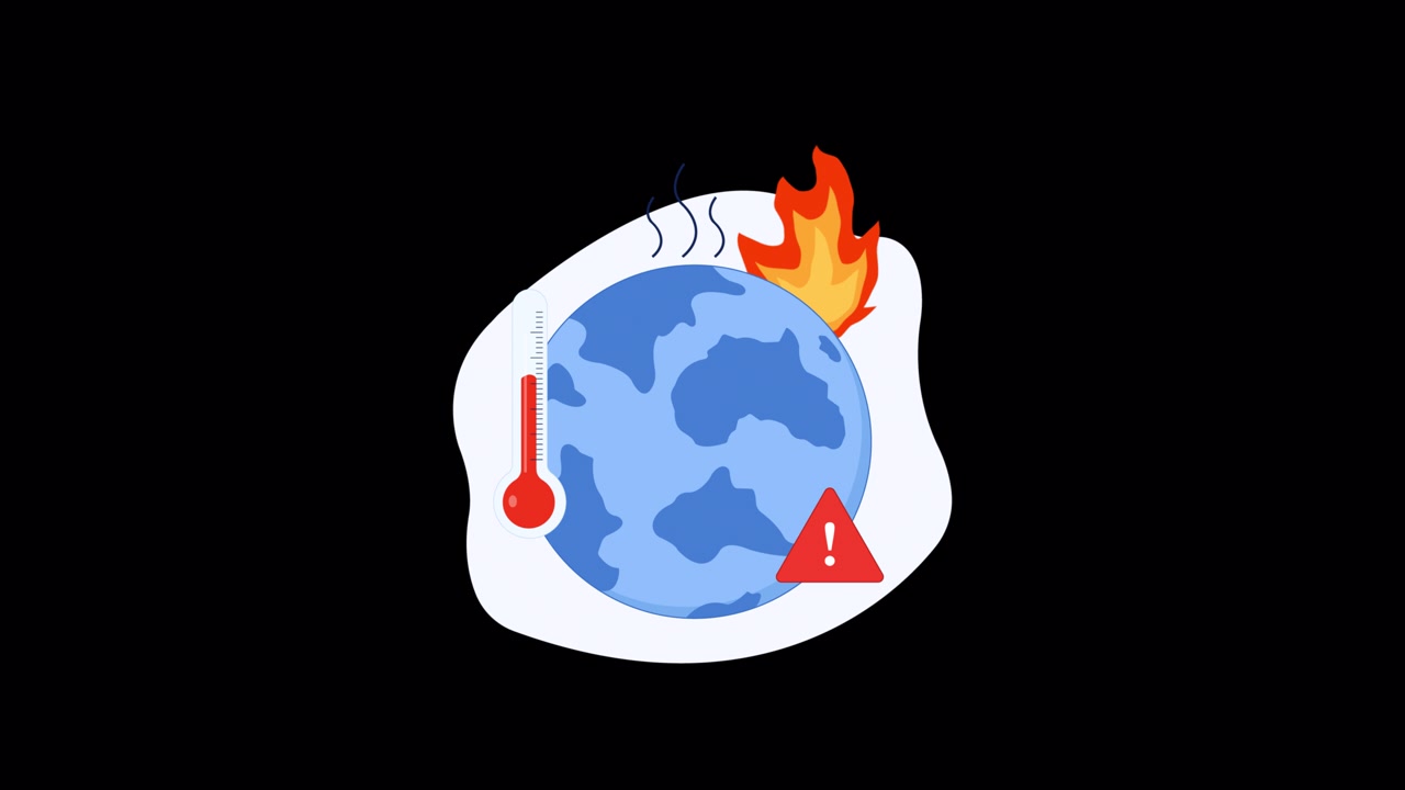 Animeret illustration af global opvarmning og klimaforandringer