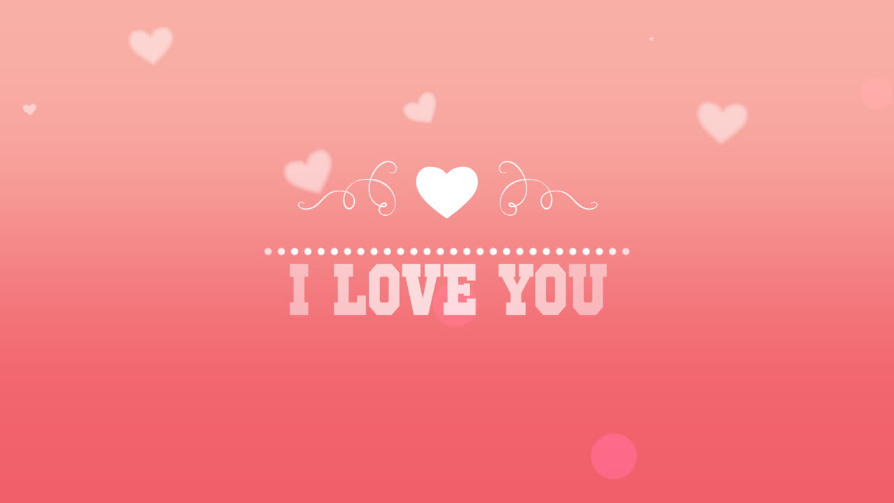 애니메이션 근접 촬영 나는 당신에게 텍스트를 사랑하고 발렌타인 데이 배경에 낭만적 인 핑크 하트를 비행
